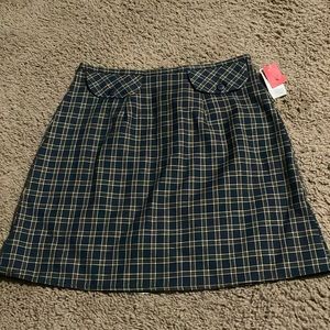 NWTs Vintage ladies Juke Box green/red plaid skirt with zipper back Sz 7/8
